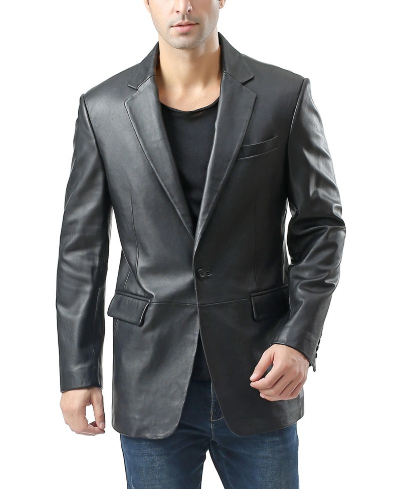 Men's Nicholas One-Button Leather Blazer