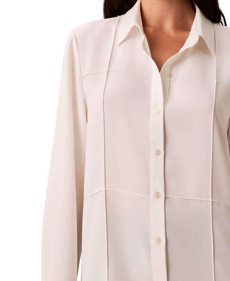 Petite Long-Sleeve Collared Neck Shirt