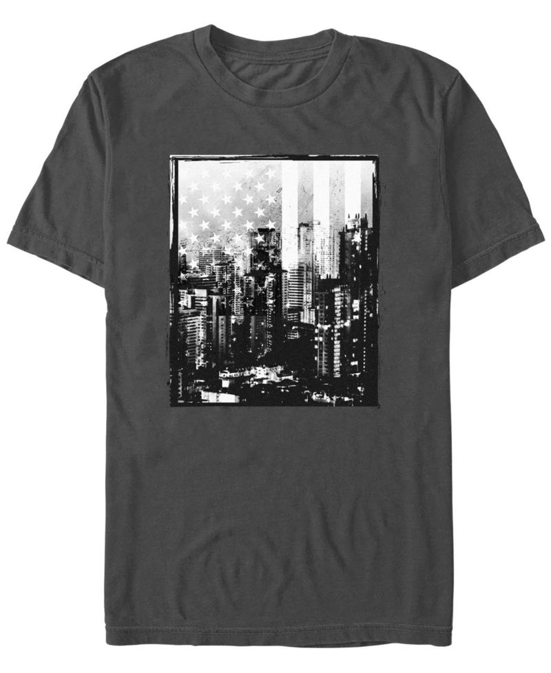 Men's Generic Additude Distressed Skyline Short Sleeves T-shirt
