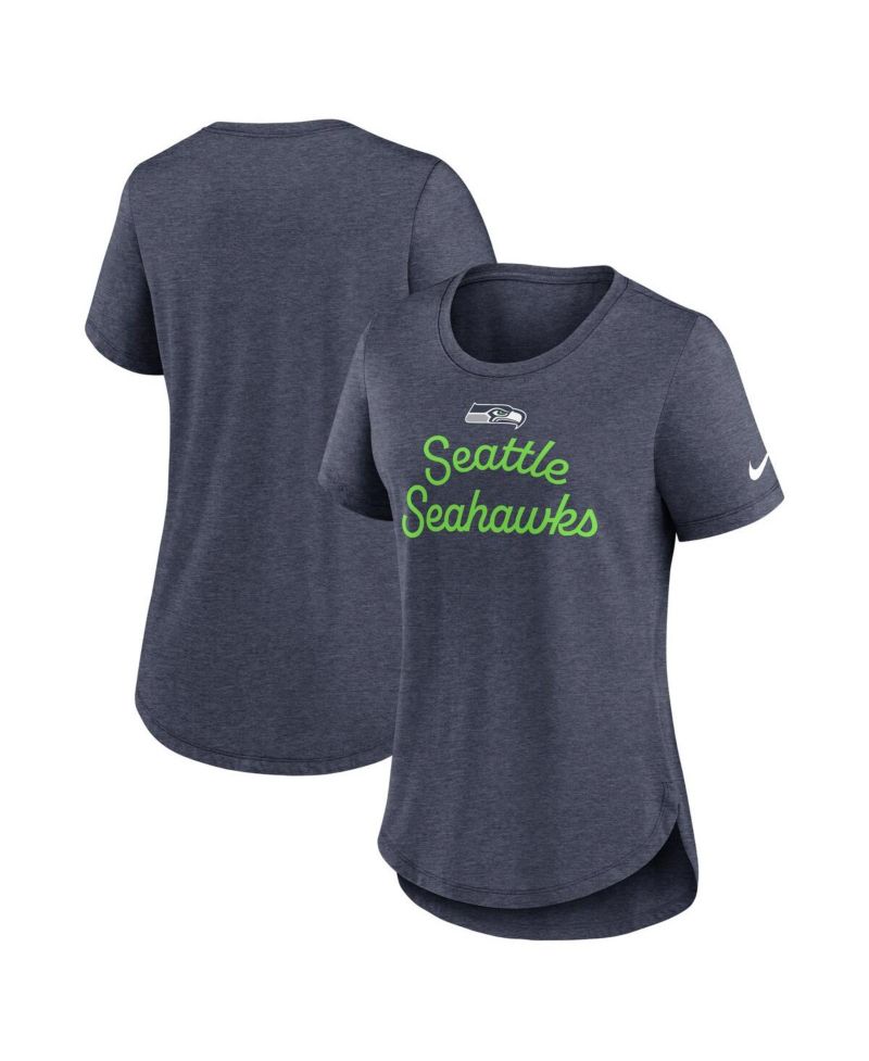 Women's College Navy Seattle Seahawks Script Tri-Blend T-Shirt