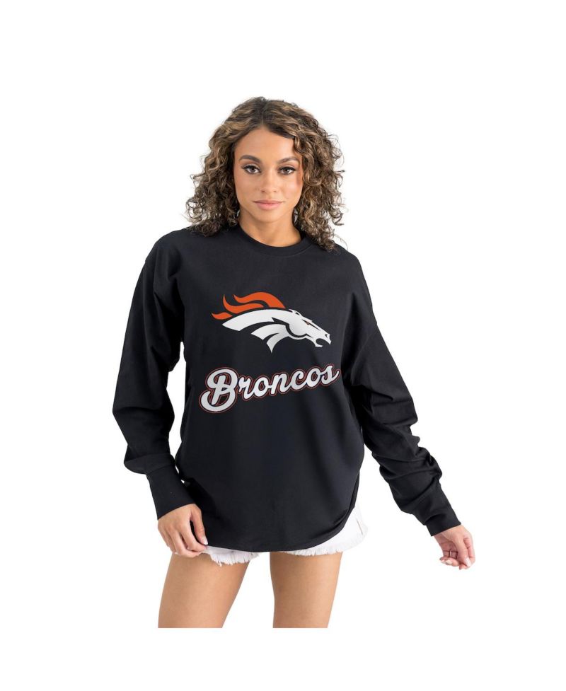 Women's Black Denver Broncos Oversized Long Sleeve T-Shirt