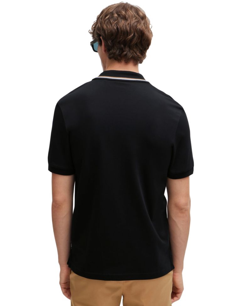 Men's Cotton Slim-Fit Striped Collar Polo Shirt
