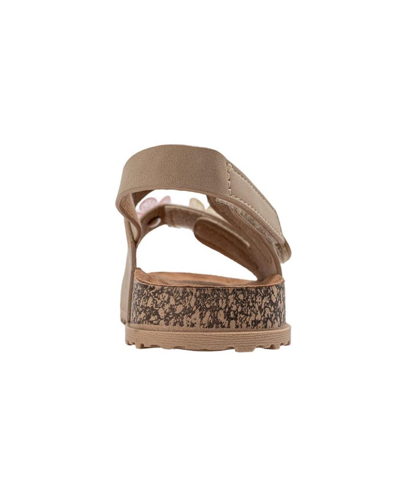 Little Girls Footbed Slide Sandals - Sparkle Finish with Glitter Flower Detail
