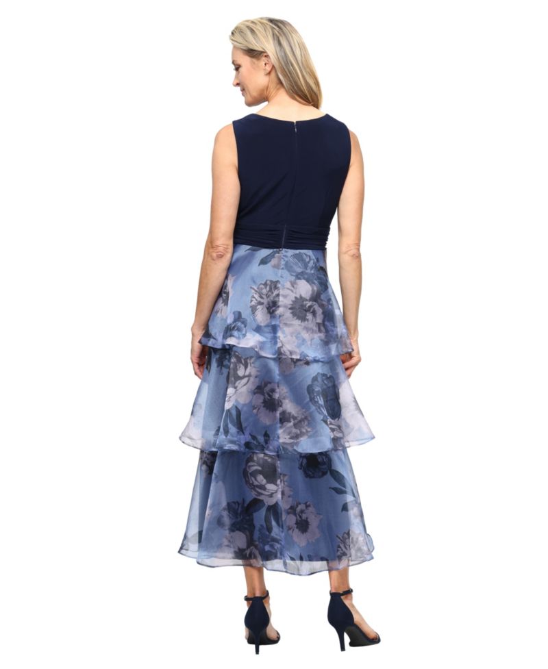 Women's Embellished Neckline with Tea Length Dress