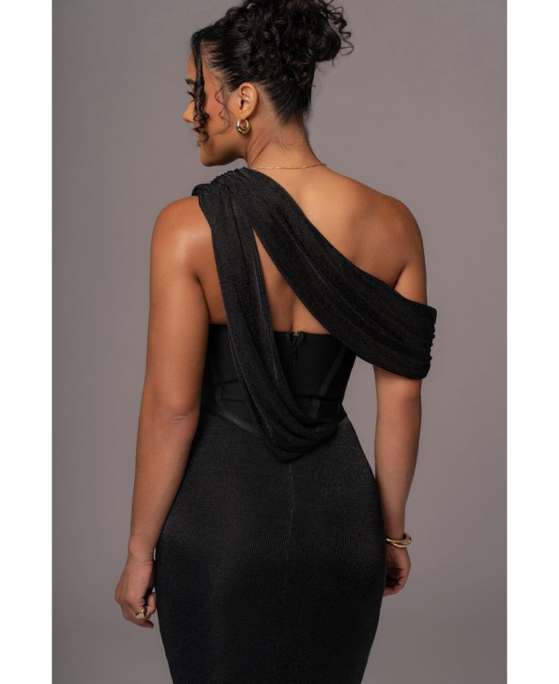 Women's Metallic Celestina Draped Maxi Dress