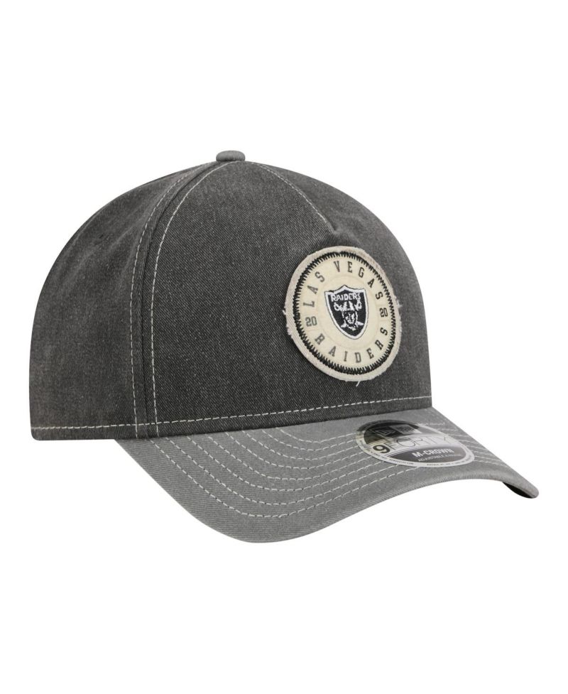 Men's Black/Silver Las Vegas Raiders 9FORTY Felt A-Frame Adjustable Hat