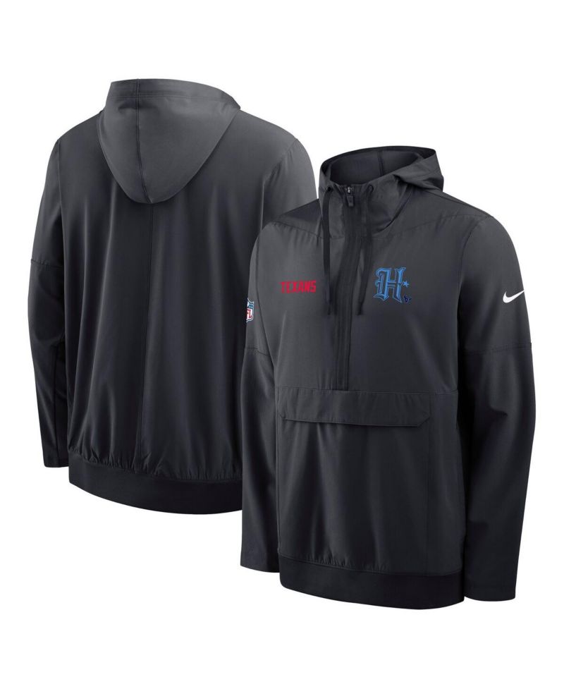 Men's Navy Houston Texans Sideline Alt Pack Anorak Half-Zip Hoodie Jacket