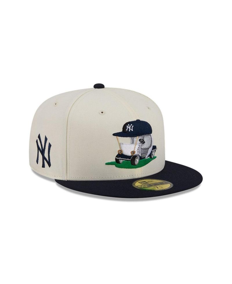Men's Cream/Navy New York Yankees Bullpen Cart 59FIFTY Fitted Hat