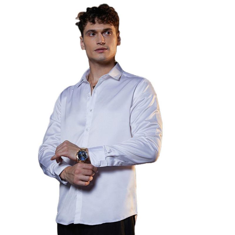 Men's Chalk White Satin Lustre Shirt