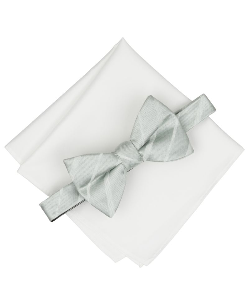 Men's Textured Bow Tie and Pocket Square Set
