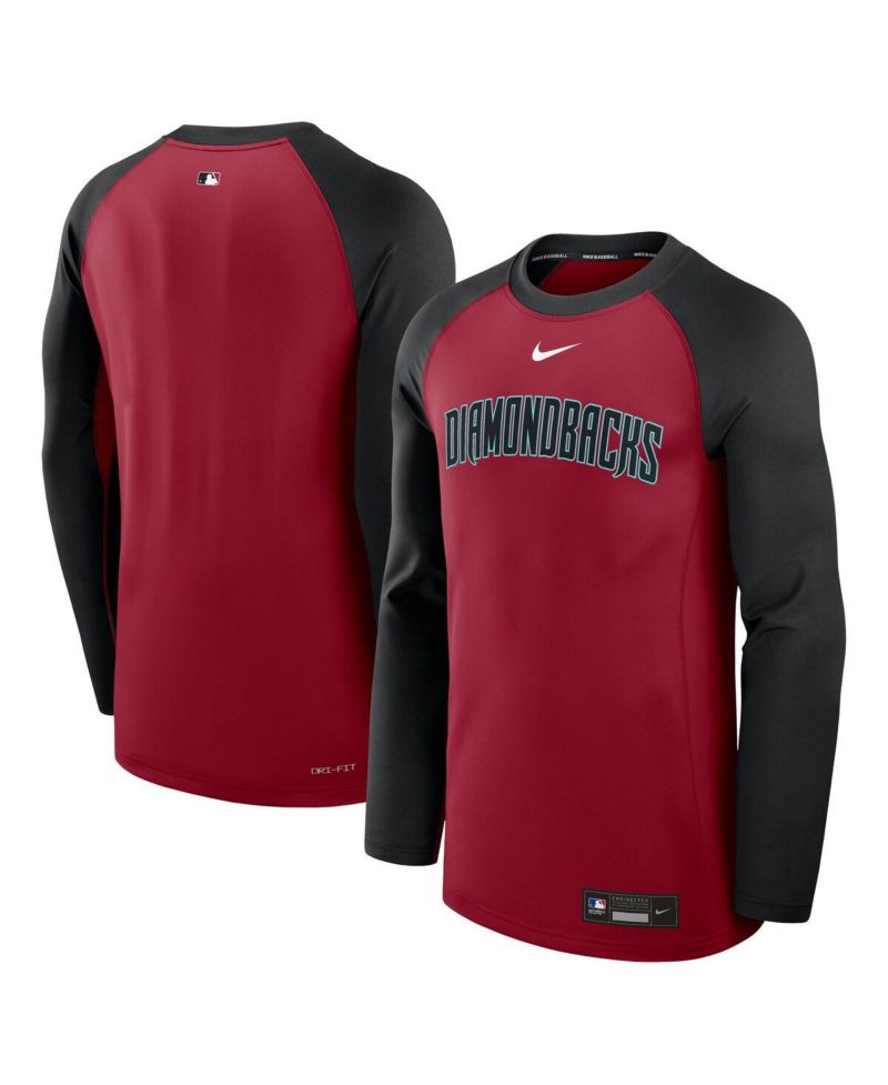 Men's Red/Black Arizona Diamondbacks Authentic Collection Game Time Raglan Performance Long Sleeve T-Shirt