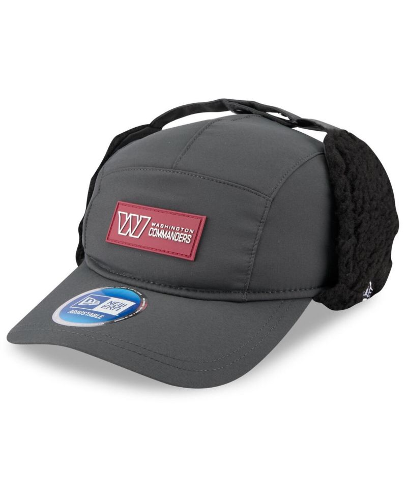 Men's Charcoal Washington Commanders 2025 Sideline Cold Weather Runner Dog Ear Adjustable Hat
