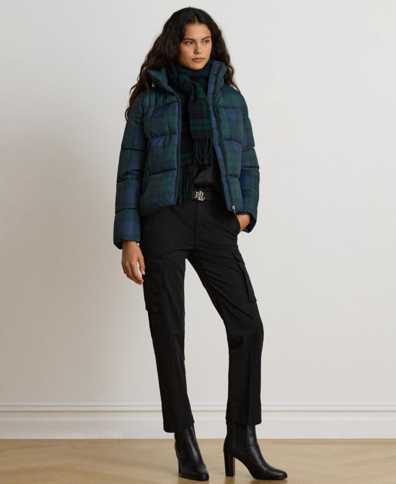 Women's Plaid Insulated Short Puffer Coat