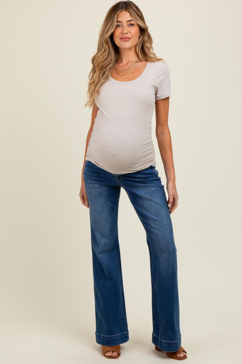 Women's Navy Blue Wide Hem Flare Jeans