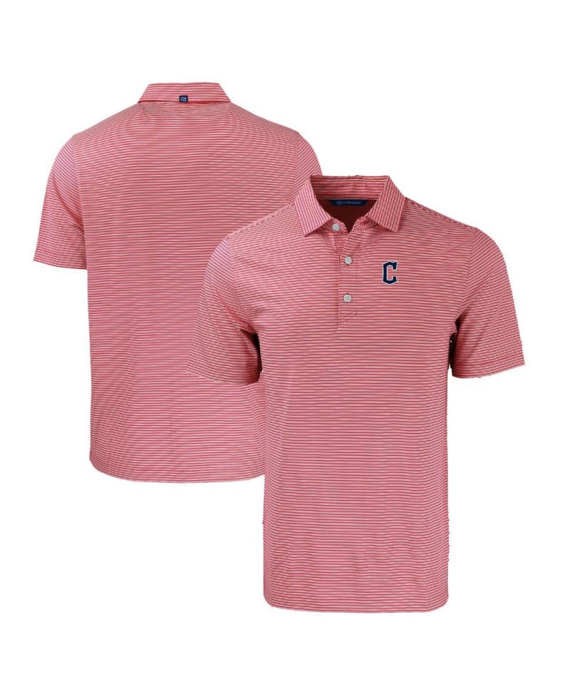 Men's Red/White Cleveland Guardians Forge Eco Double Stripe Stretch Polo