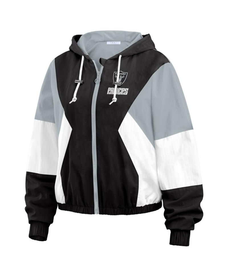 Women's Las Vegas Raiders Plus Size Color Block Full-zip Windbreaker Jacket