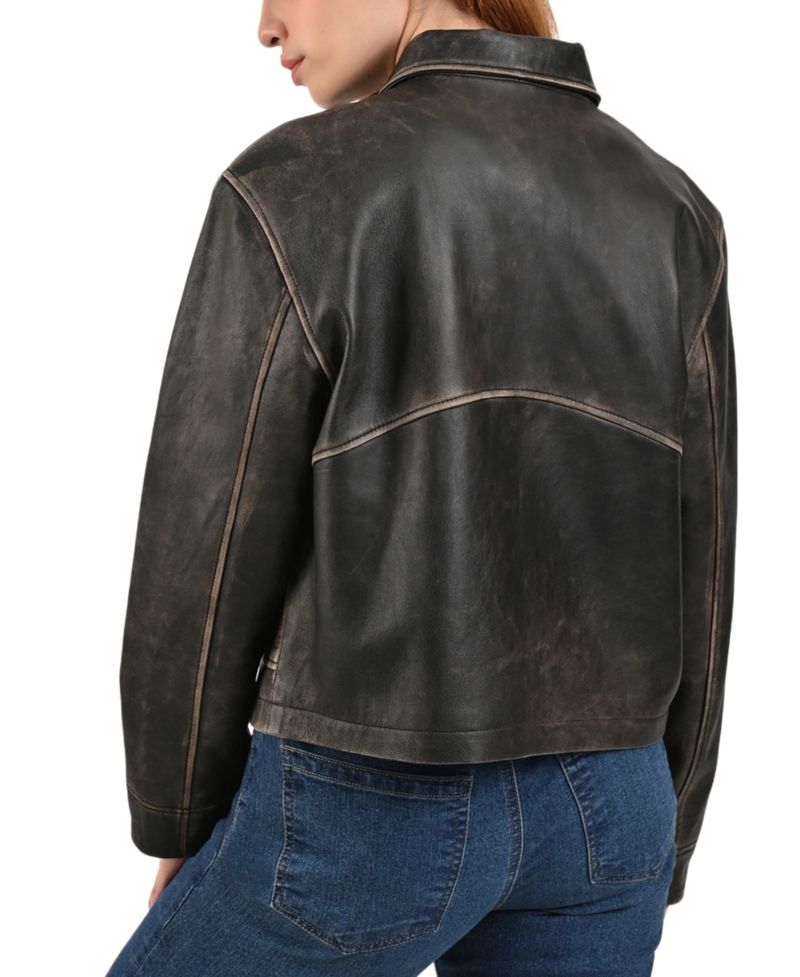 Women's Vintage Blouson Lamb Leather Jacket