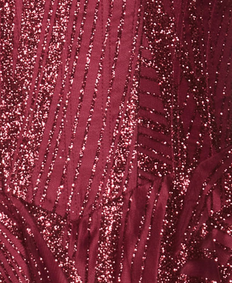 Juniors' Strapless Glitter-Mesh Corset-Bodice Dress