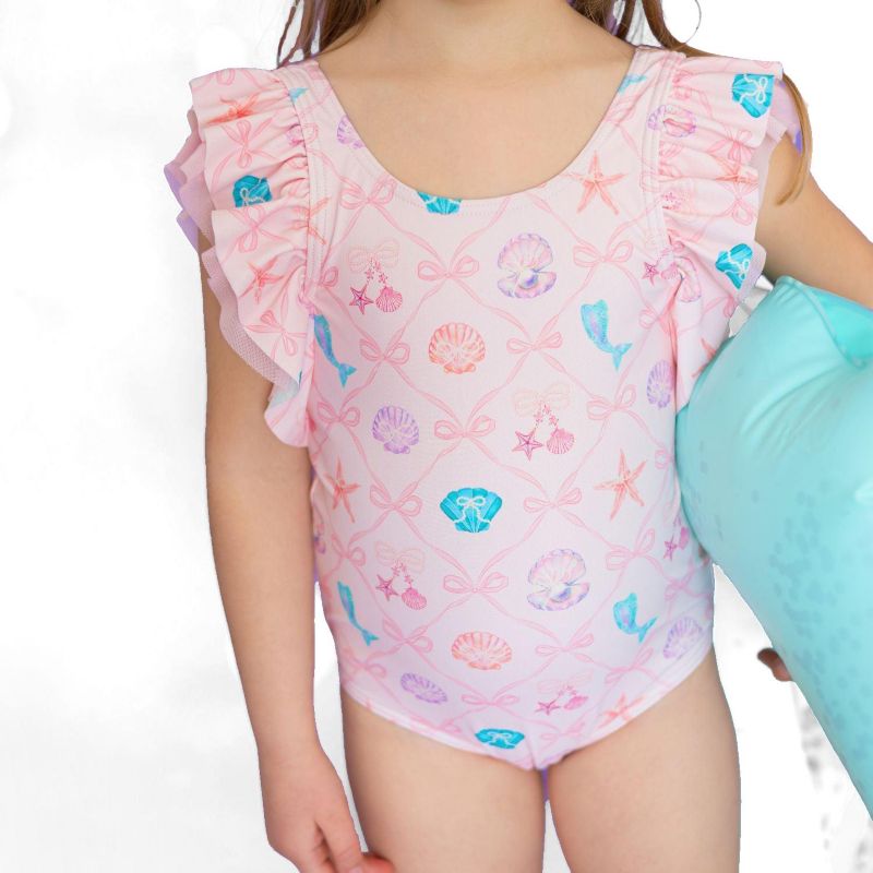 Toddler Girls Mermaid Trellis Bathing Suit