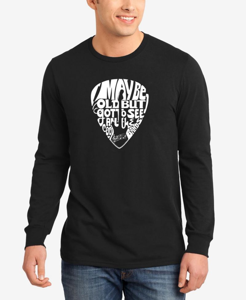 Men's Guitar Pick Word Art Long Sleeve T-shirt