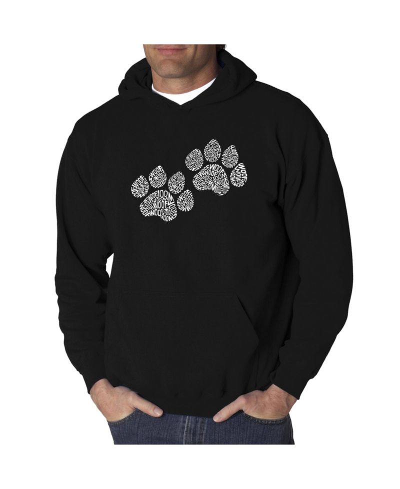 Men's Word Art Hoodie - Woof Paw Prints
