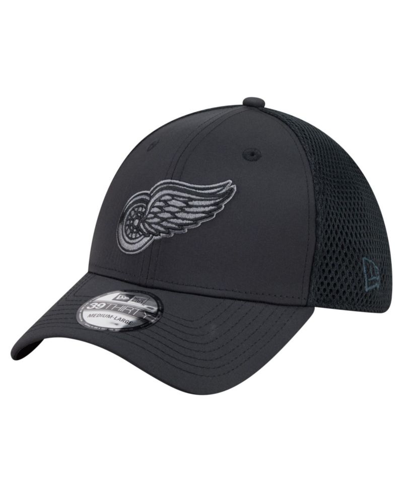 Men's Black Detroit Red Wings Blackout 39THIRTY Flex Fit Hat
