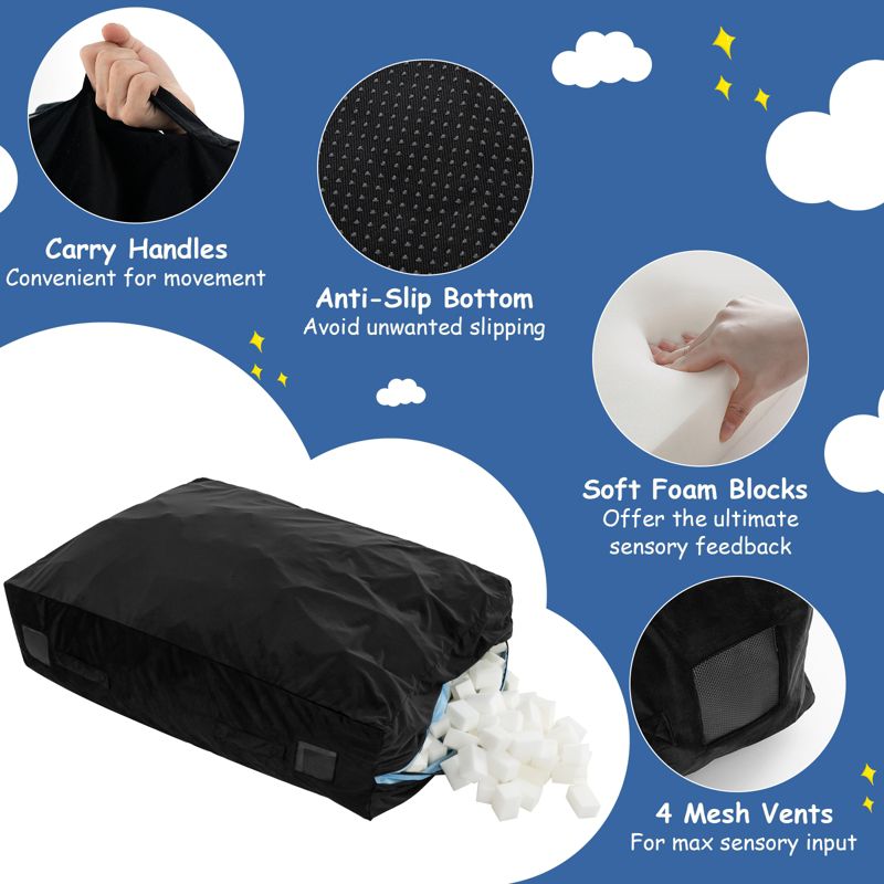47" x 35.5" Crash Pad Sensory Mat with Foam Blocks and Washable