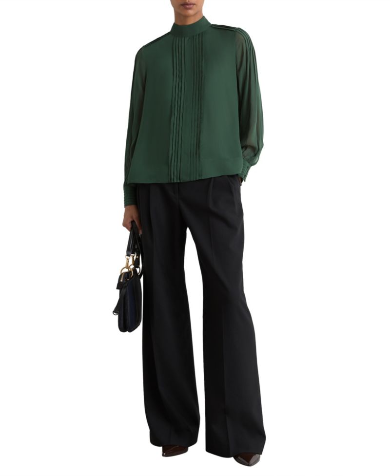 Women's Ottilie High-Neck Pintuck-Detail Long-Sleeve Blouse