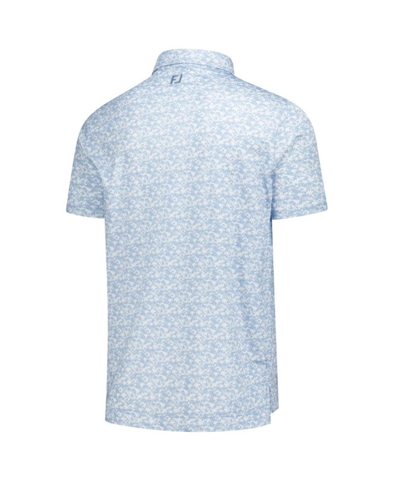 Men's Light Blue THE PLAYERS Hidden Palm Print Lisle Polo Shirt
