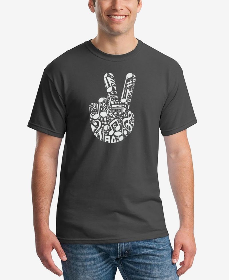 Men's Peace Finger Notes Word Art T-Shirt