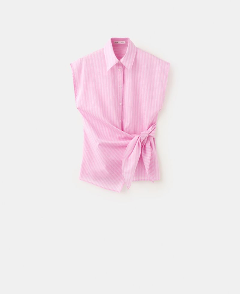 Women's Striped Knotted Cotton Shirt