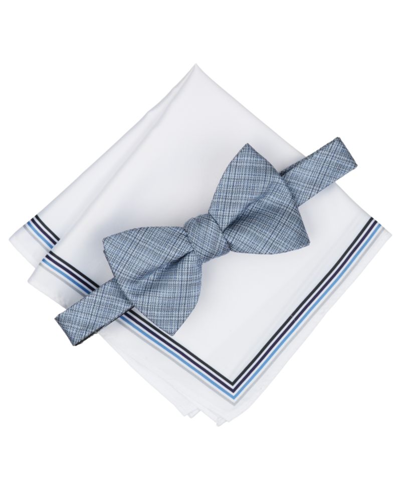 Men's Bennett Stripe Bow Tie & Pocket Square, 2-Piece Set