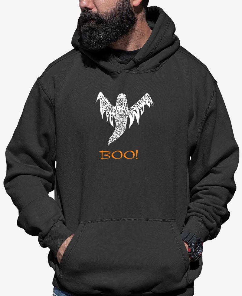 Men's Halloween Ghost Word Art Hooded Sweatshirt