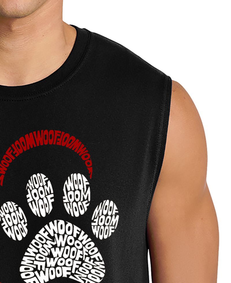 Men's Paw Print Heart Pet Lover Word Art Graphic Tank Top