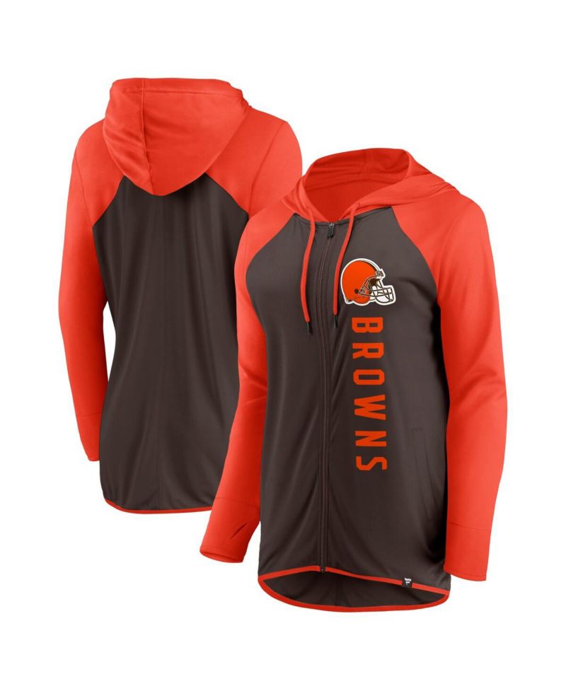 Women's Brown, Orange Cleveland Browns Forever Fan Full-Zip Hoodie