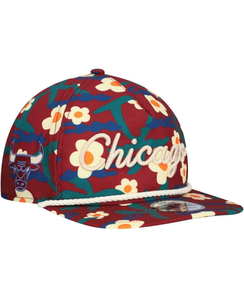 Men's Crimson Chicago Bulls Vacation Floral Golfer Snapback Hat