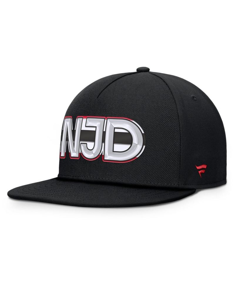 Men's Black New Jersey Devils Authentic Pro Rink Team Code Snapback Hat
