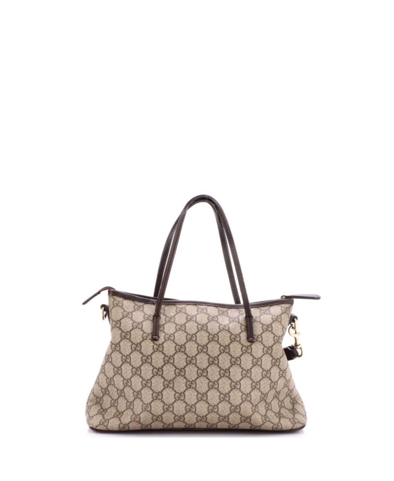 Small Convertible Zip Tote GG Coated Canvas with Leather