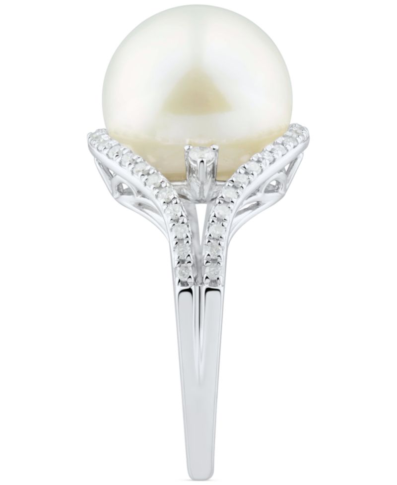 Cultured White Ming Pearl (11-13mm) & Diamond (1/3 ct. t.w.) Ring in 14k Gold