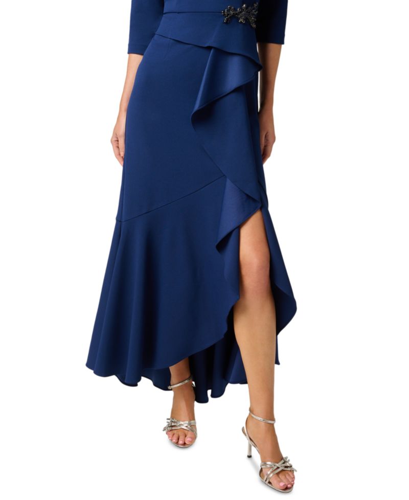 Women's Asymmetrical Bead Crepe Gown