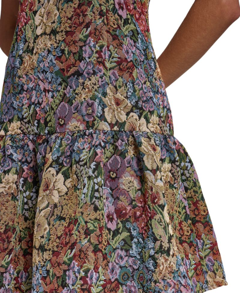 Women's Floral-Tapestry Drop-Waist Halter Dress