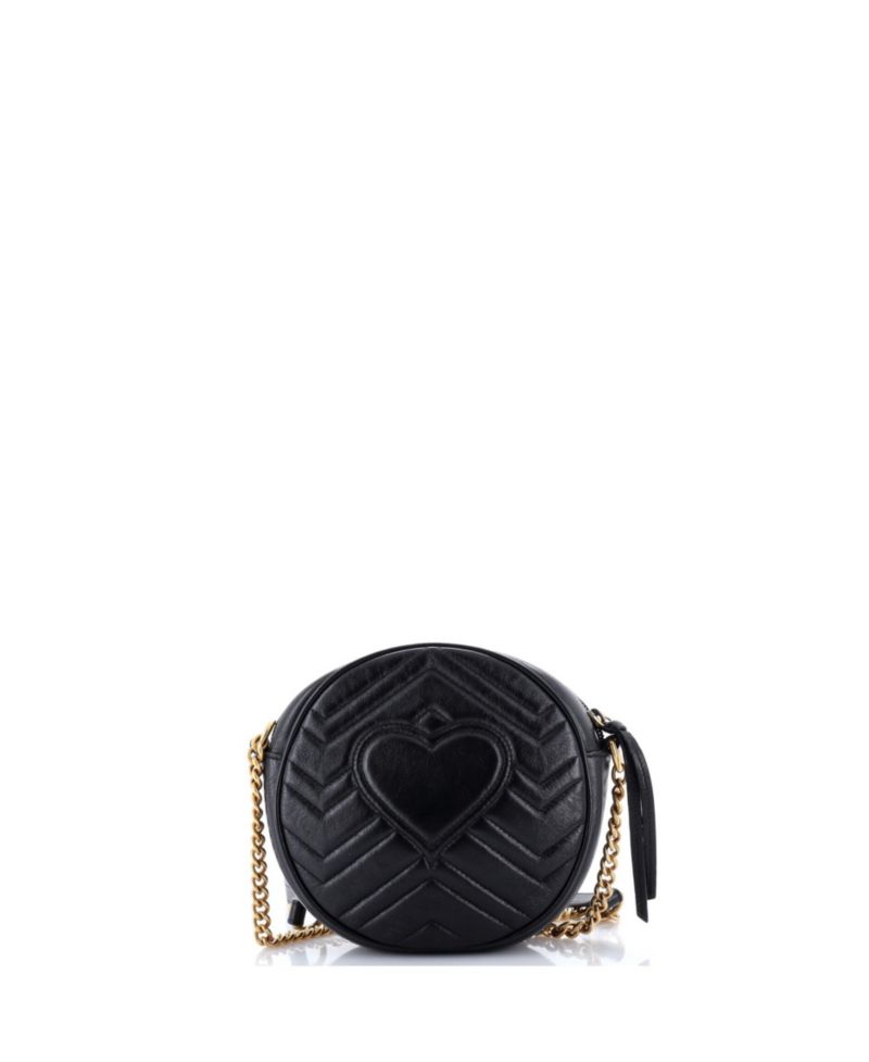 Mini Round Leather GG Marmont Shoulder Bag
