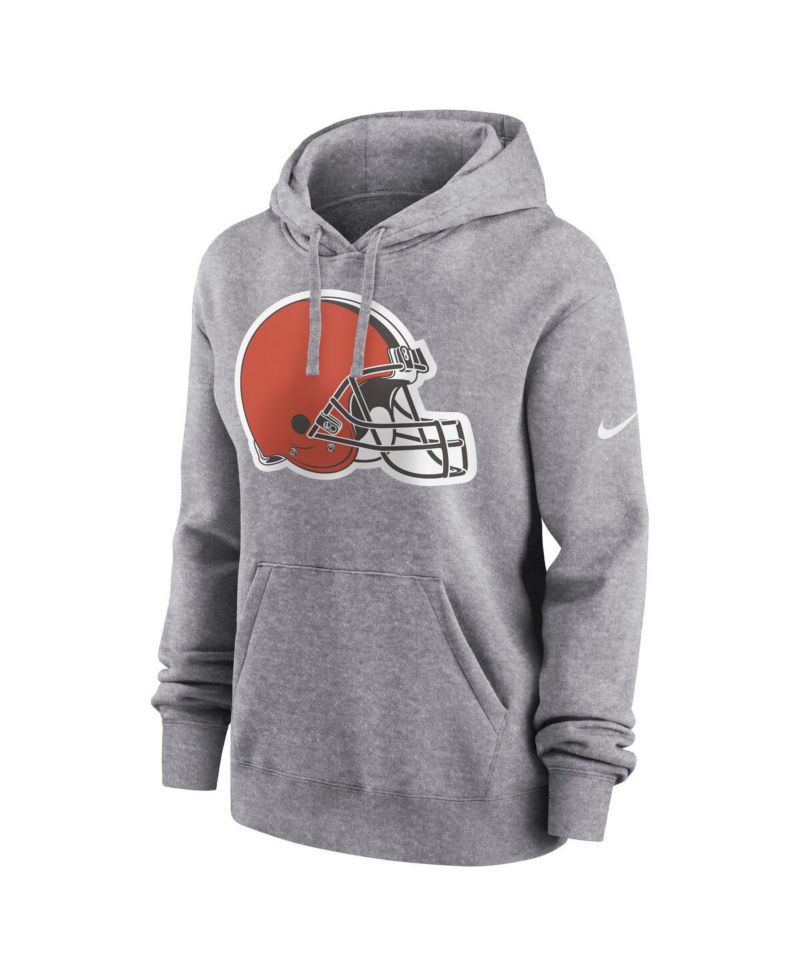 Women's Heather Gray Cleveland Browns Team Logo Club Fleece Pullover Hoodie