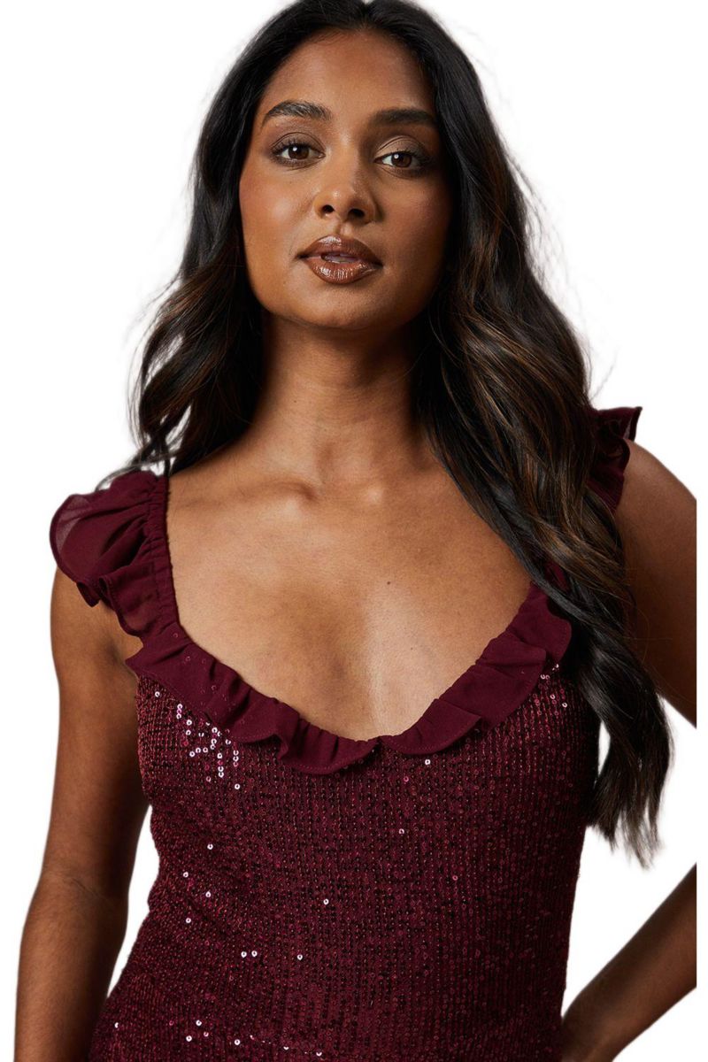 Women's Occasion Sequin Ruffle Midaxi Dress