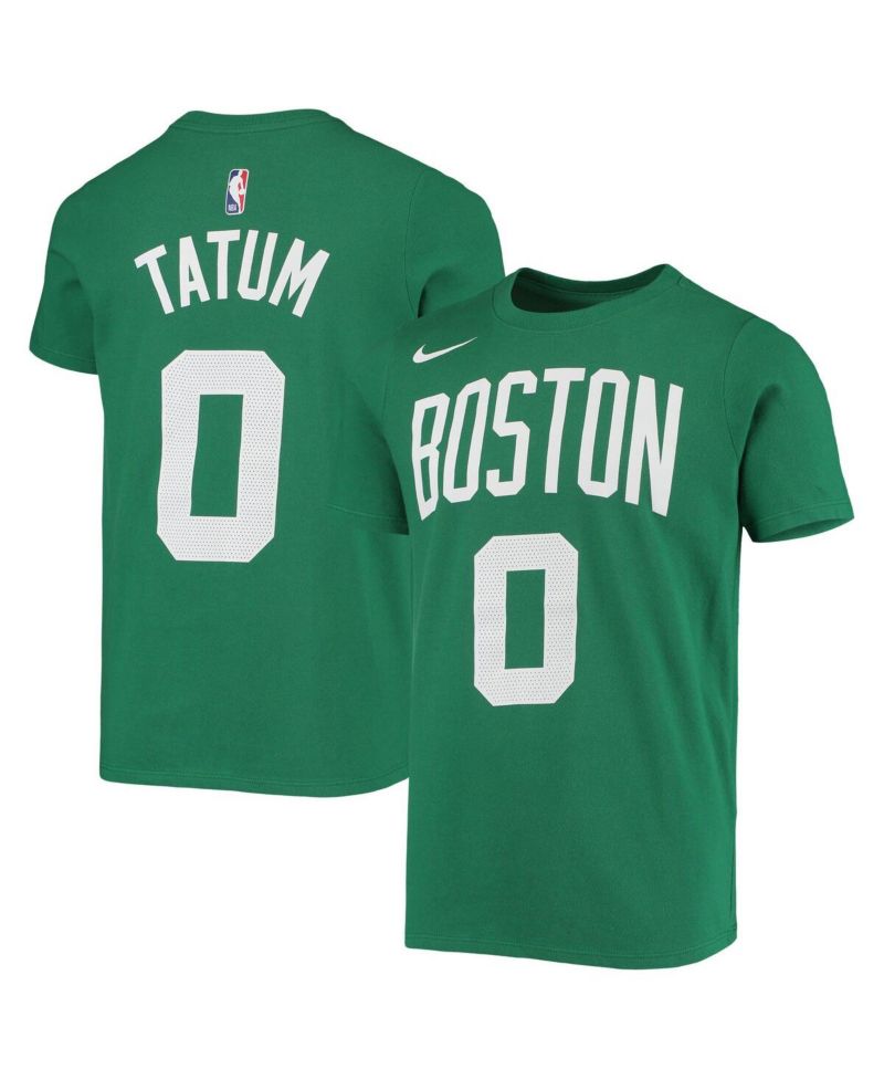 Big Boys Jayson Tatum Kelly Green Boston Celtics Logo Name and Number Performance T-shirt