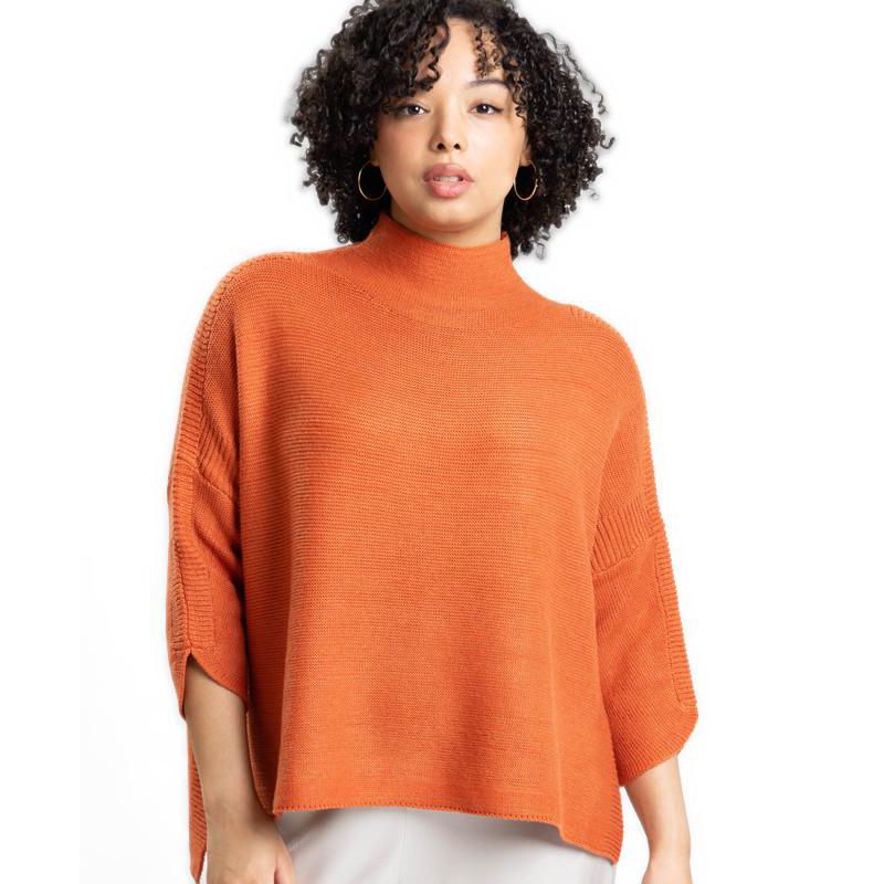 Women's Lori Turtleneck High-Low 3/4-Sleeve Sweater
