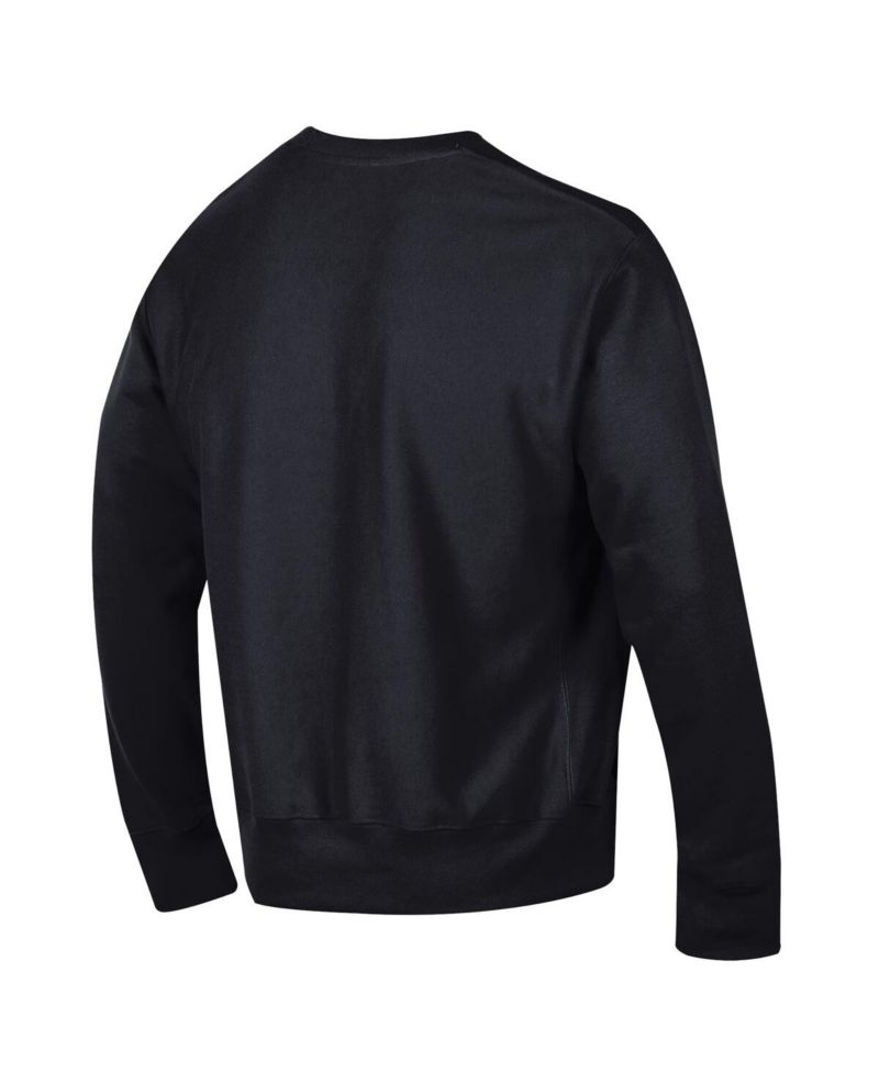 Men's Black Cincinnati Reds Reverse Weave Chenille Sweatshirt
