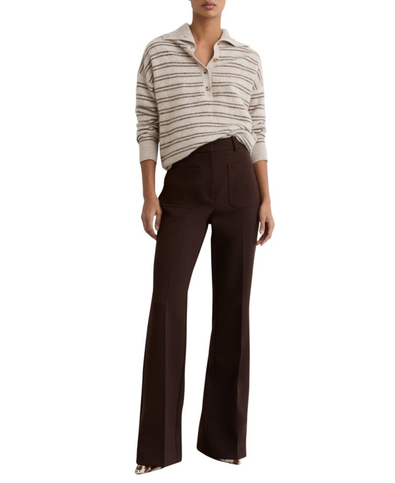 Women's Evana Wool-Cashmere Stripe Buttoned Jumper