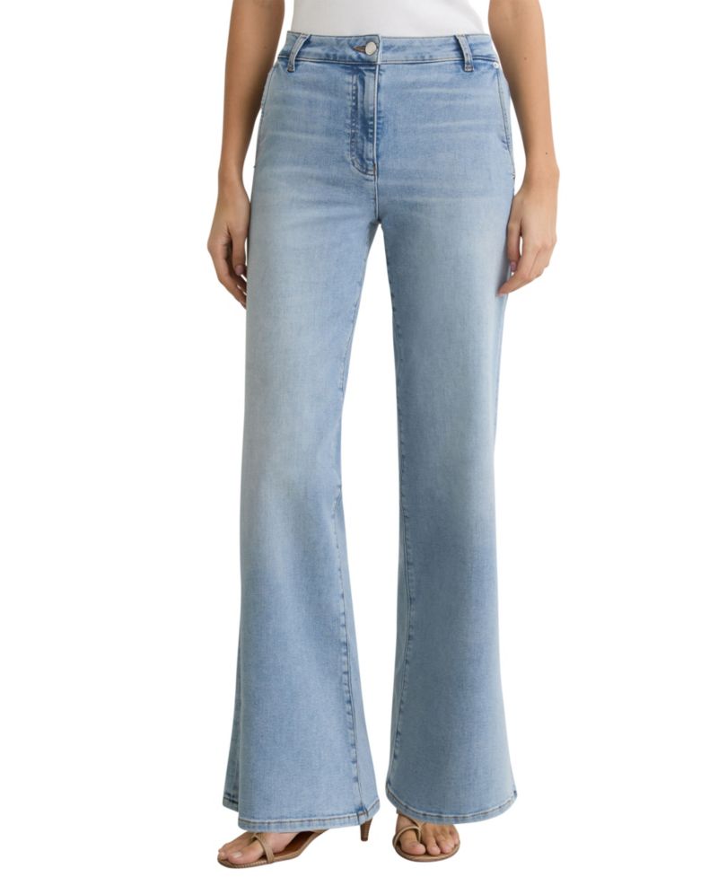 Petite Addie High-Rise Wide-Leg Light-Wash Denim Jeans