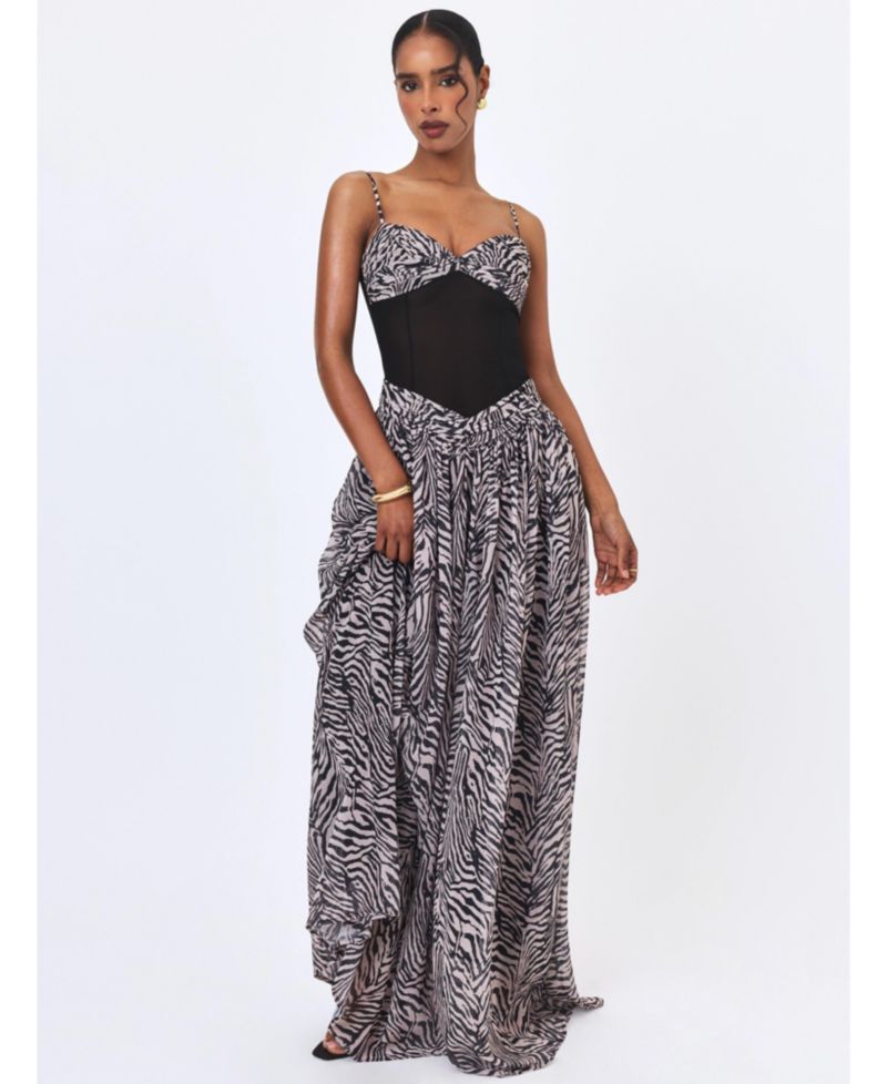 Women's Onora Zebra-Print Chiffon Maxi Dress